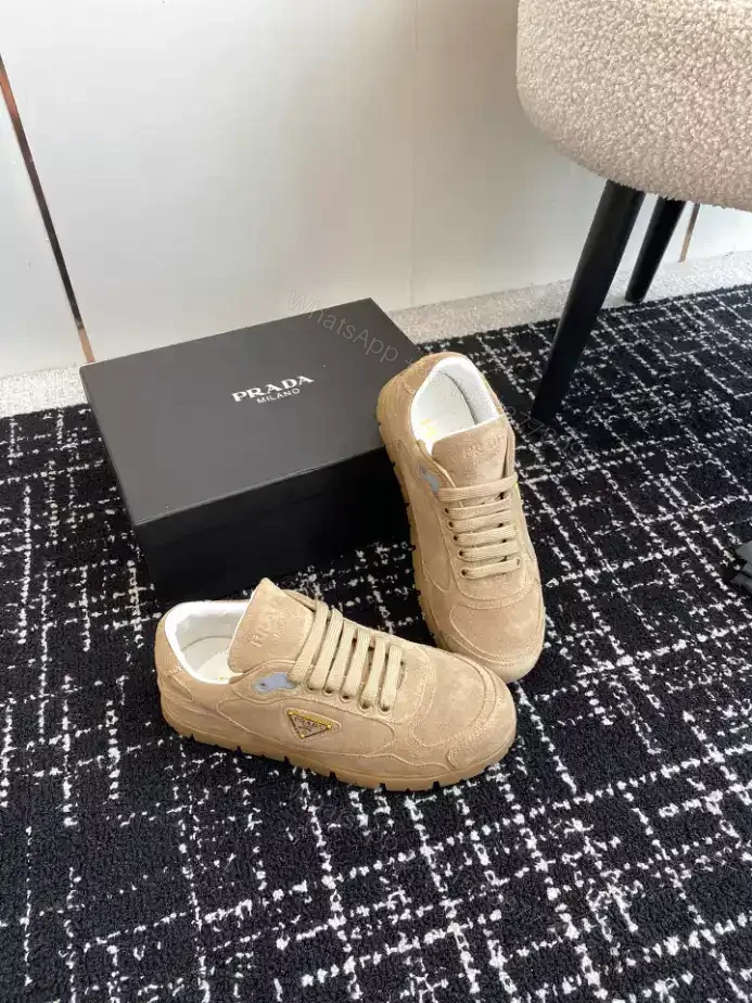 View 3 of PRADA TRAIL FADED SUEDE SNEAKERS IN ECRU – PRD080