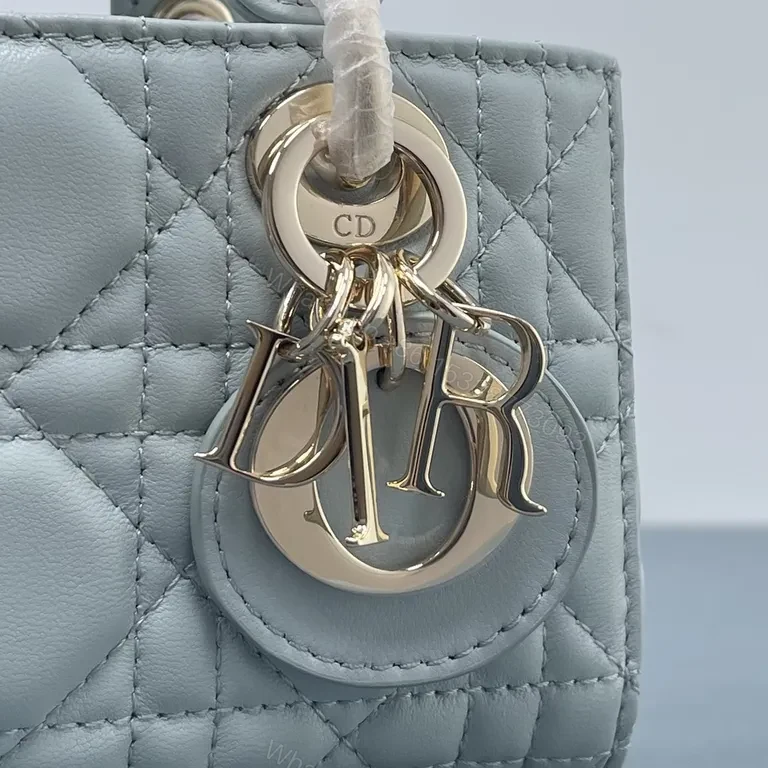 View 5 of Pastel Blue Dior Quilted Mini Bag â€” Calfskin, Cannage Couture