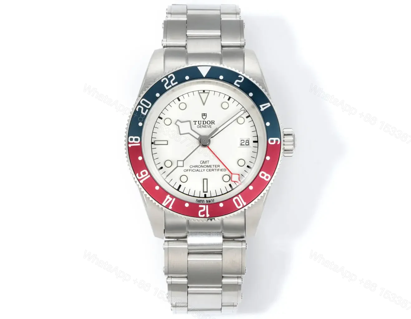 View 3 of Tudor GMT Watch Black Bay Pepsi Bezel White Dial Steel Bracelet Premium 41MM TUD-GMT-BB-WHT-PEP-STL-41