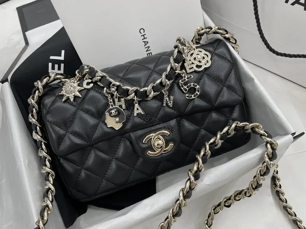 View 2 of Chanel-Inspired Quilted Flap Bag with Signature Chain