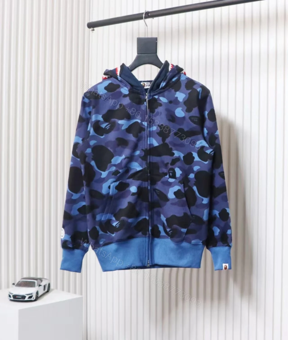 View 4 of BAPE Camouflage Double Hat Hoodie Blue
