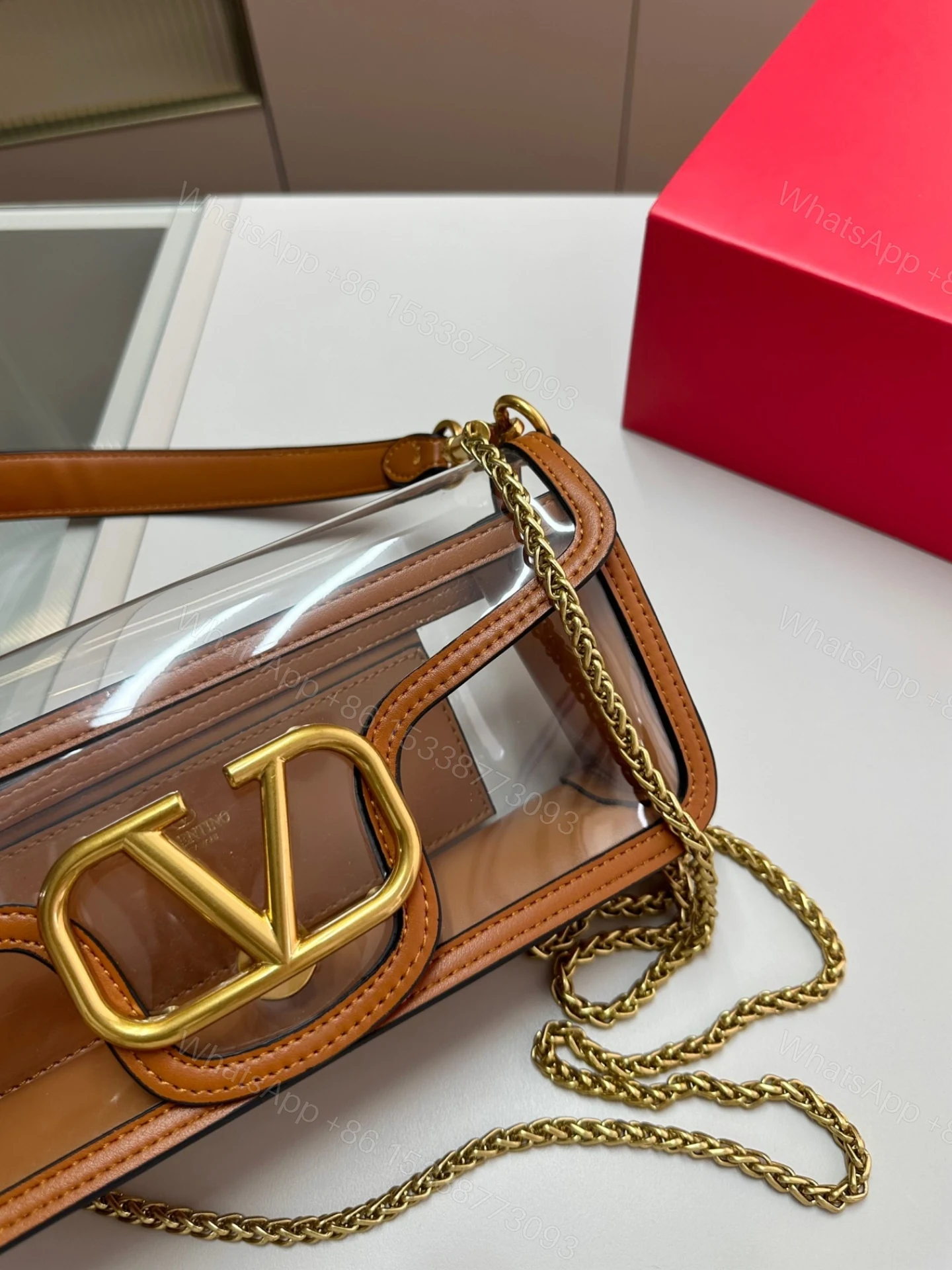 View 3 of VALENTINO GARAVANI LOC? PVC AND SHOULDER BAG BROWN 24CM