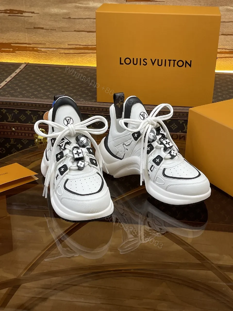 Premium Leather High-Top Sneakers with LV Embellishments — view 1