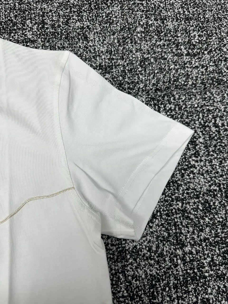 View 4 of White Cotton Crew Tee + Premium Blend + Luxe Minimal + Dior Script Accent + T-Shirt