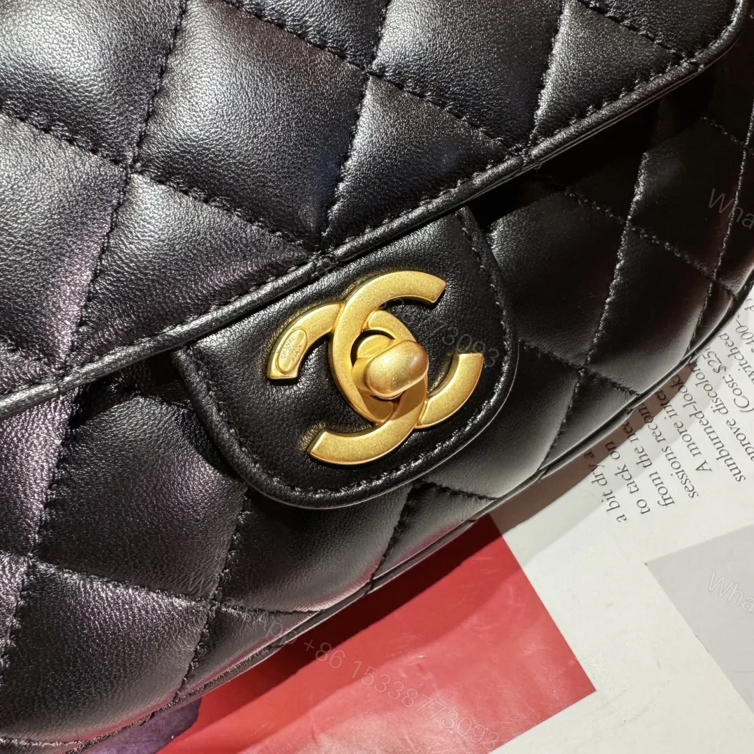 View 3 of Chanel 24C Top Handle Flap Bag in Black Lambskin