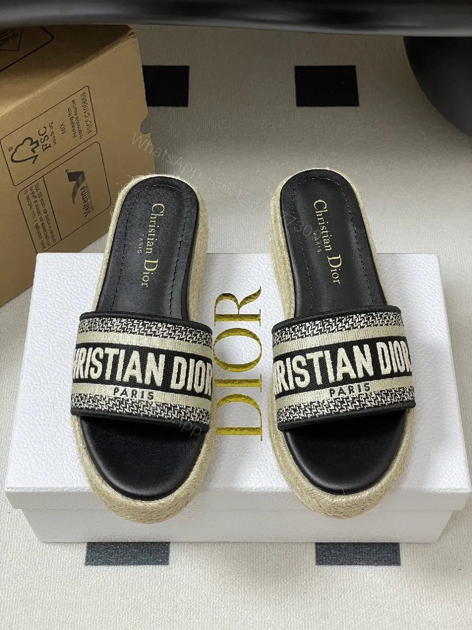 View 4 of Bold Logo-Strap Espadrille Platform Slides