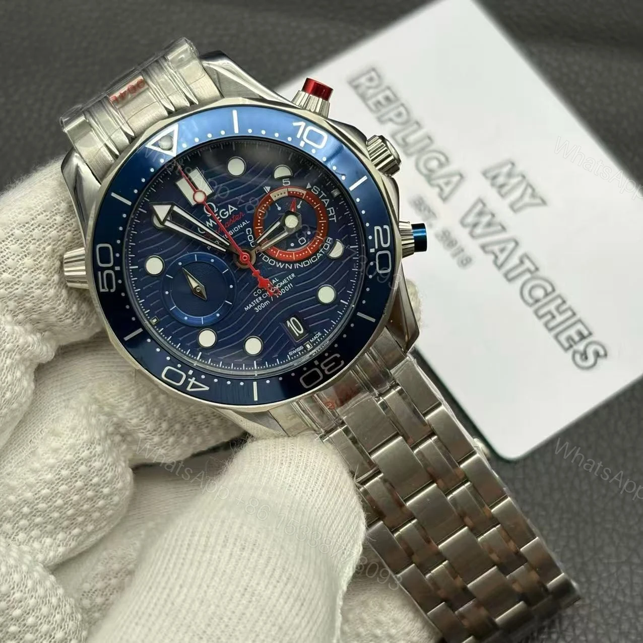View 2 of Replica Omega Seamaster Diver Chronograph 44mm – Replica (Ref: O21030445103002)