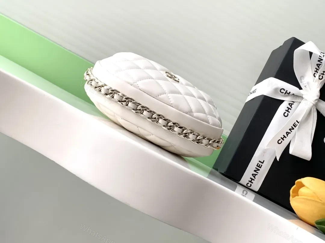 View 5 of CHANEL 23C white hula hoop clutch