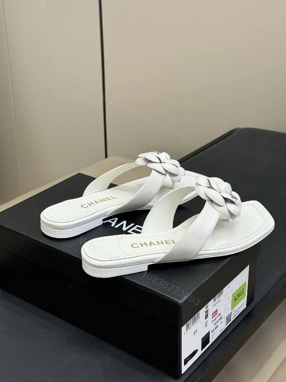 View 4 of White Floral-Detail Slide Sandals, Luxe Comfort