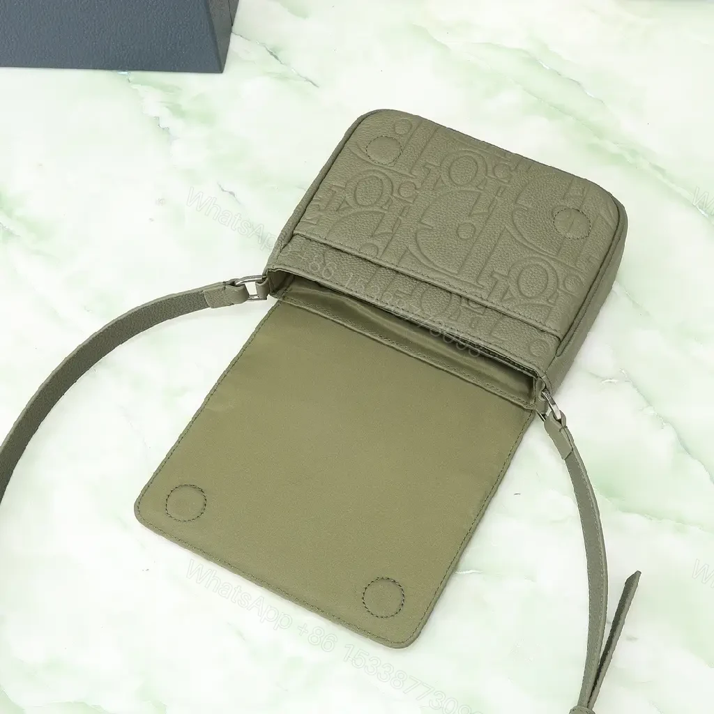View 9 of Olive Embossed Leather Crossbody: Modern Chic, Compact