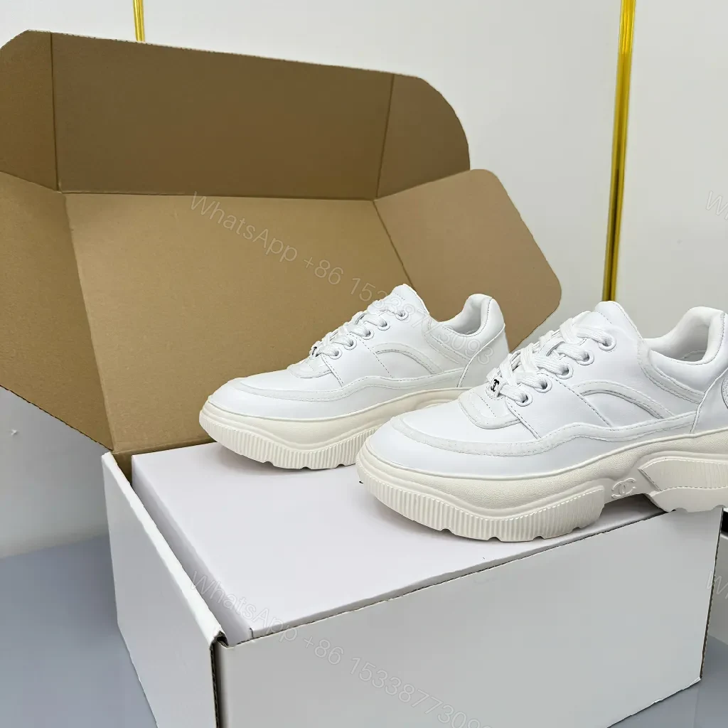 View 7 of White Leather Chunky-Sole Sneakers + Cushioned Comfort + Sneakers