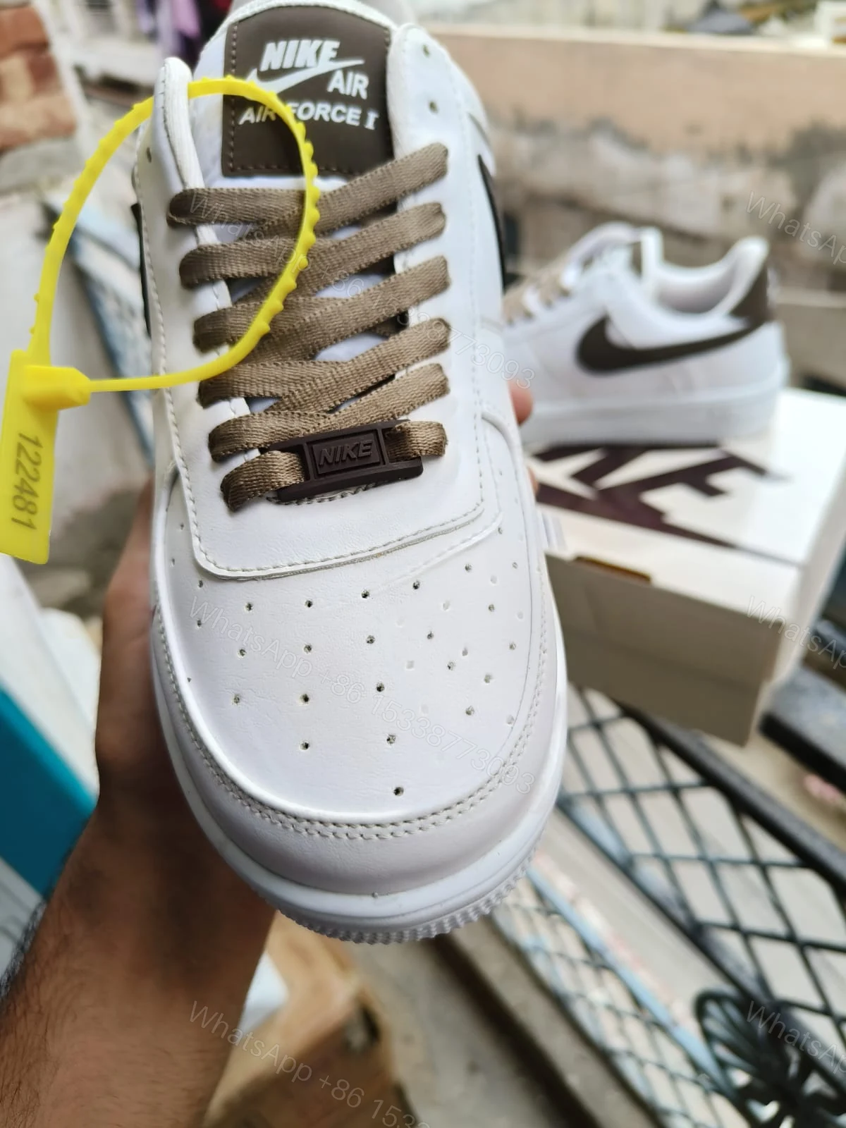 View 6 of BUY FIRST COPY NIKE AF1 BROWN TOP QUALITY SNEAKERS