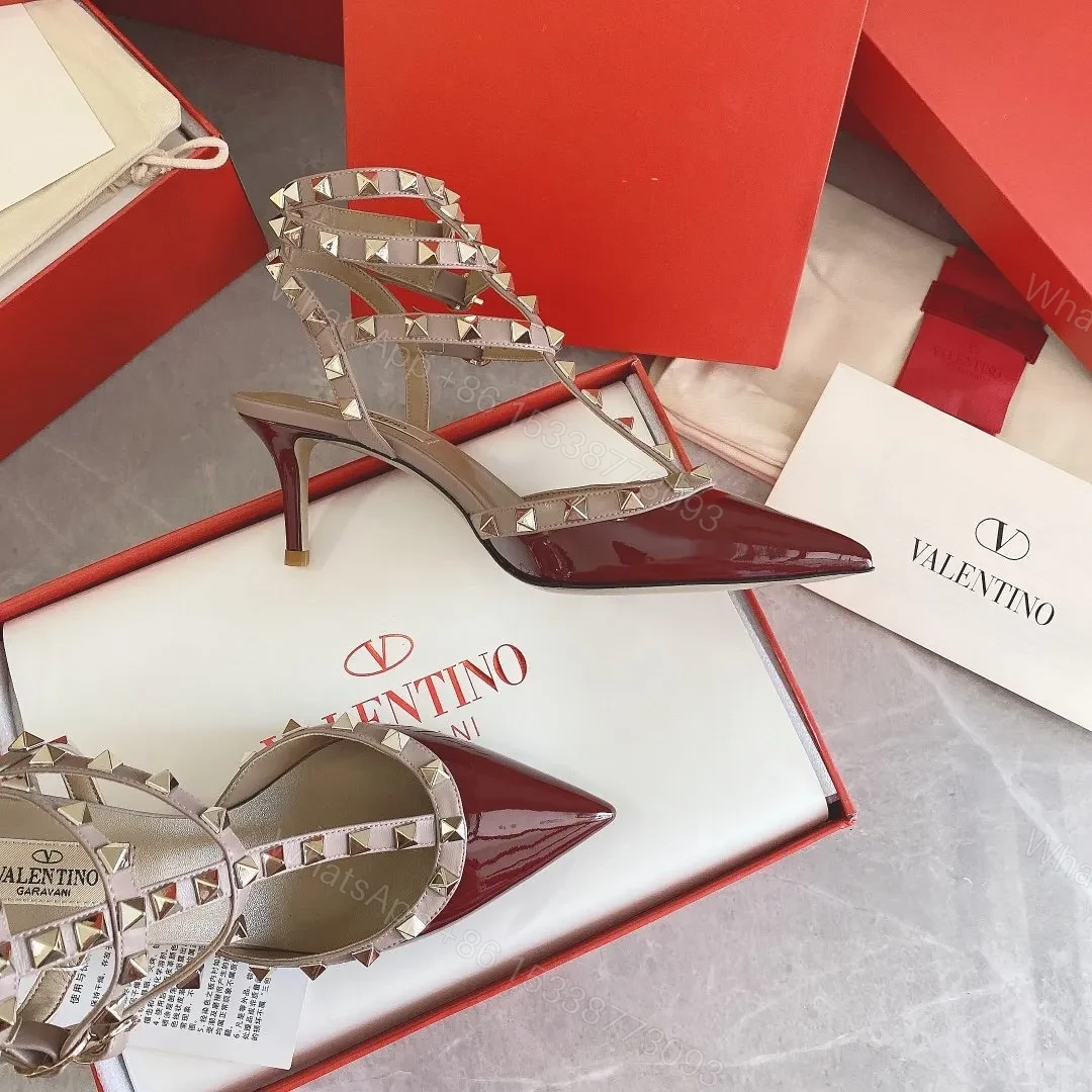 View 3 of Valentino Women Red Patent Leather Rockstud Flats