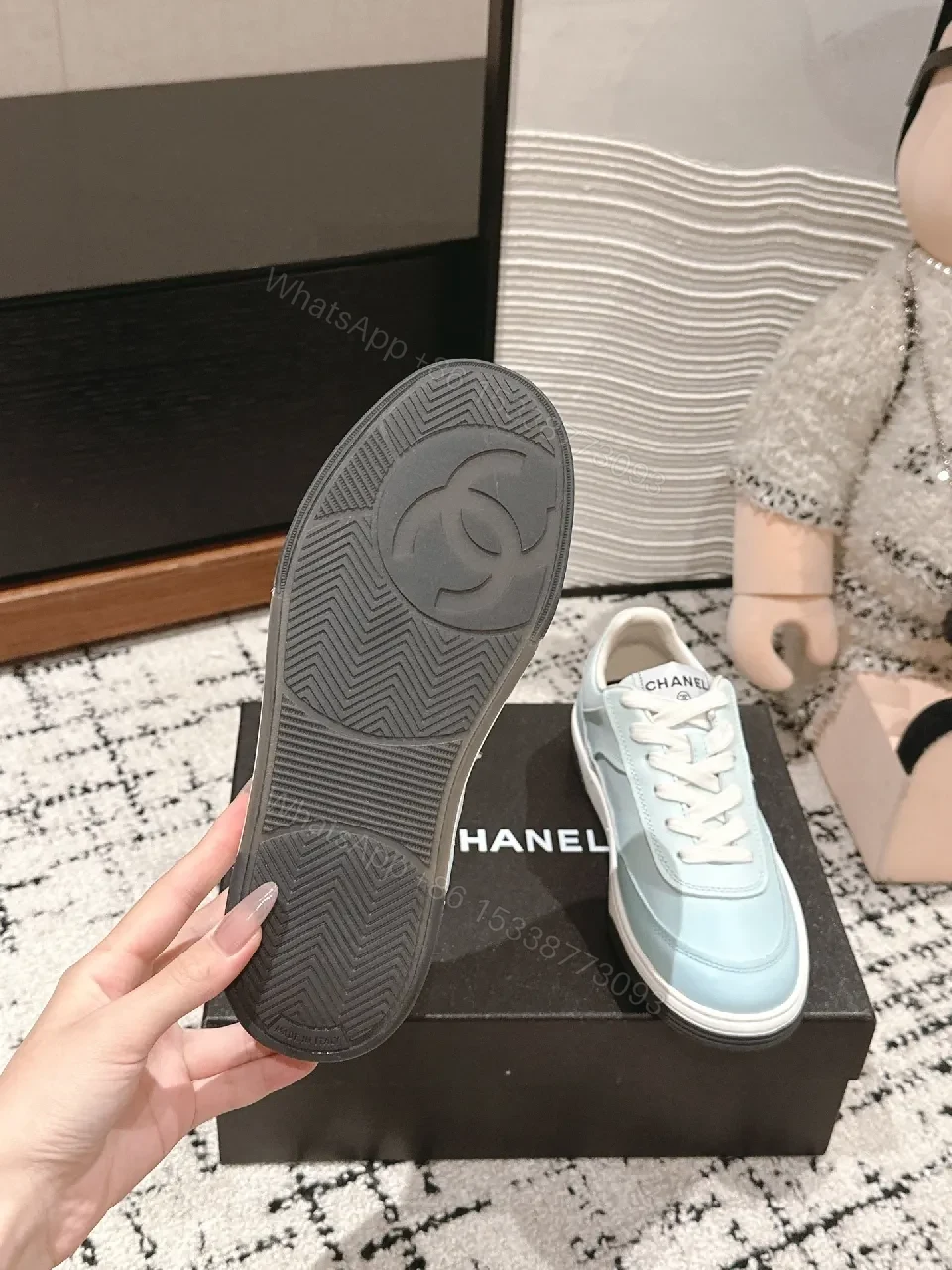 View 7 of Light-blue Leather Sneakers: Luxe Comfort, Versatile Style