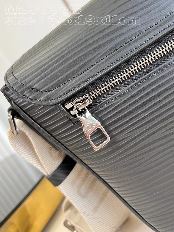 View 8 of Charcoal Leather Crossbody: LV-Inspired, Hands-Free Style