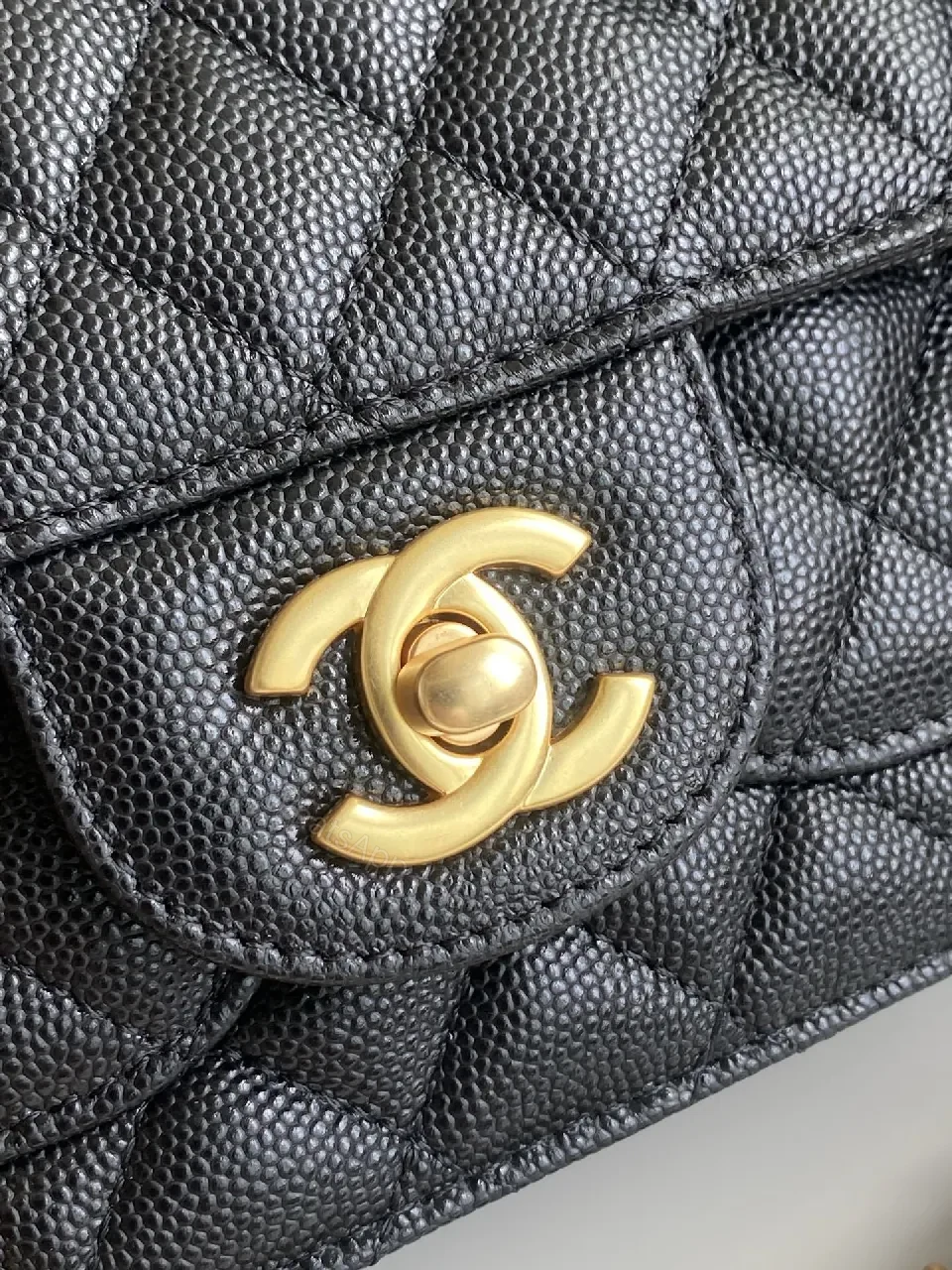 View 5 of Black Quilted Flap Bag with Gold Chain - Timeless Luxe Signature