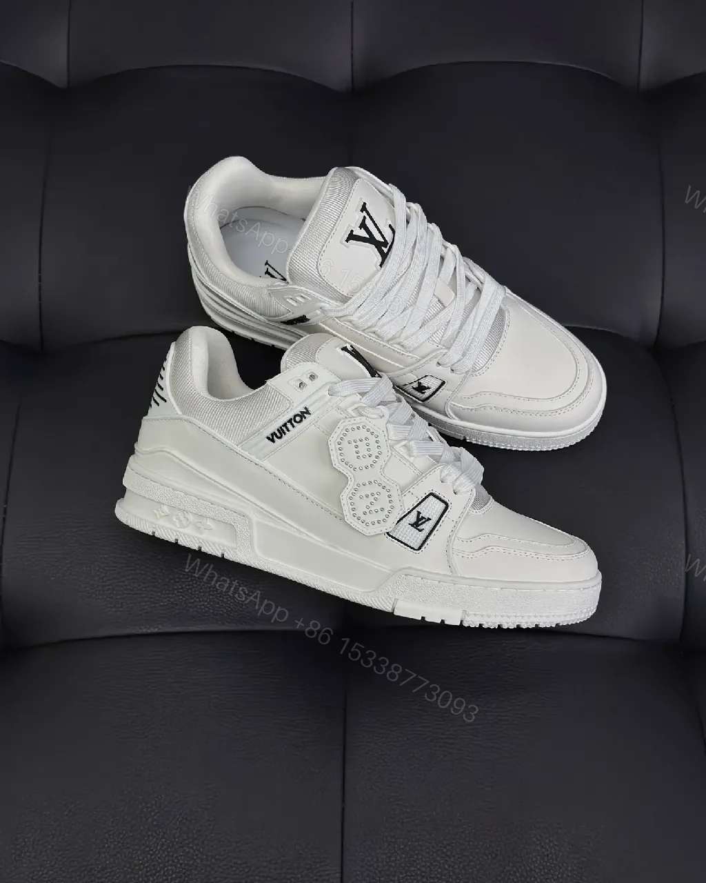 View 9 of White Leather Sneaker - Minimalist Luxe with Signature Details