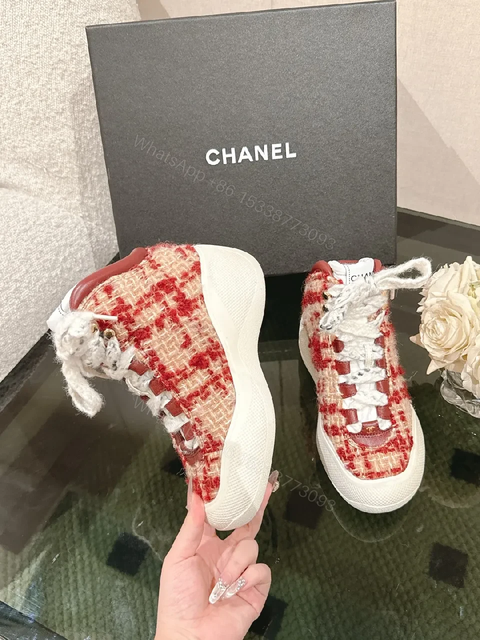 View 4 of Textured Boucle High-Tops with Luxe Accents Sneakers