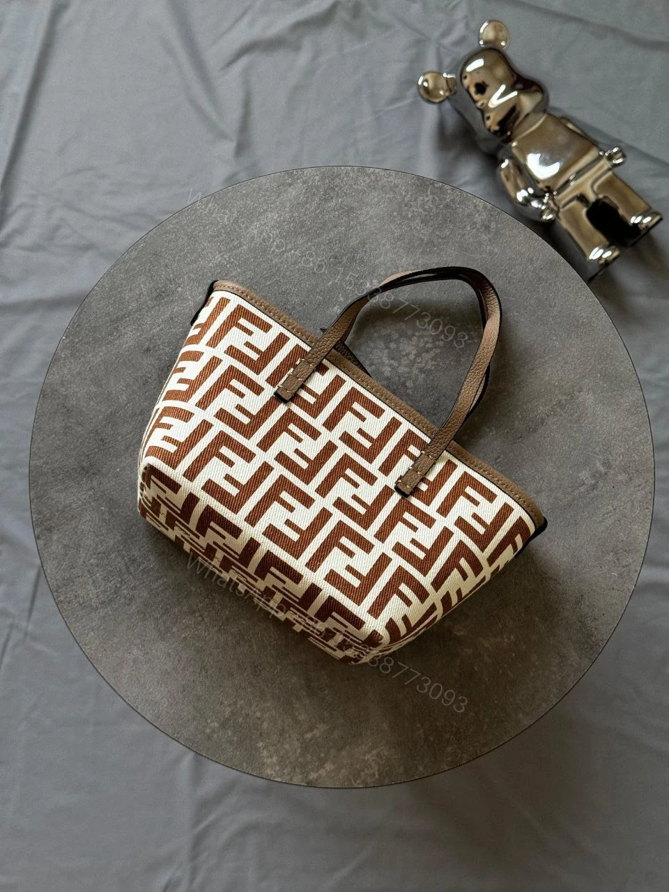 Fendi Mini Roll FF beige jacquard mini bag — view 1
