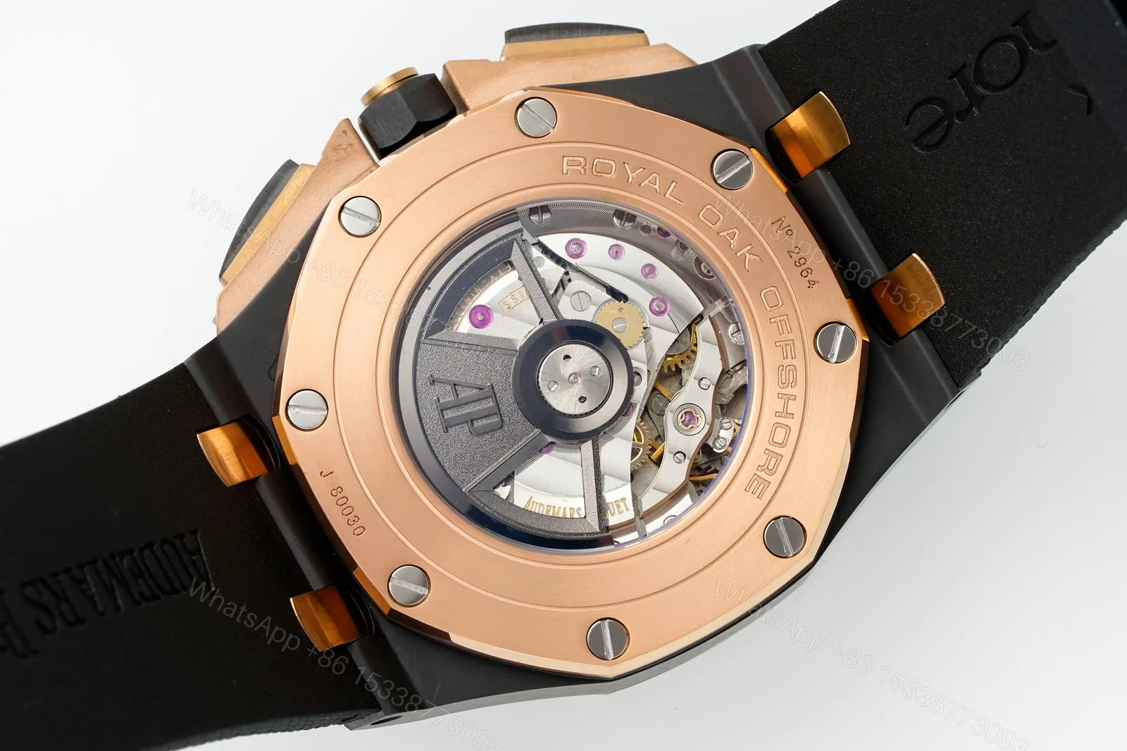 View 8 of Audemars Piguet Royal Oak Offshore Rose Gold Replica 44MM Premium Ceramic Rubber Strap Chronograph Edition RG-AP-ROO-RG-CER-RUB-44