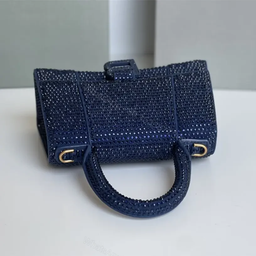 View 9 of 高仿Balenciaga*Hourglass系列沙漏包滿鑽深藍色XS