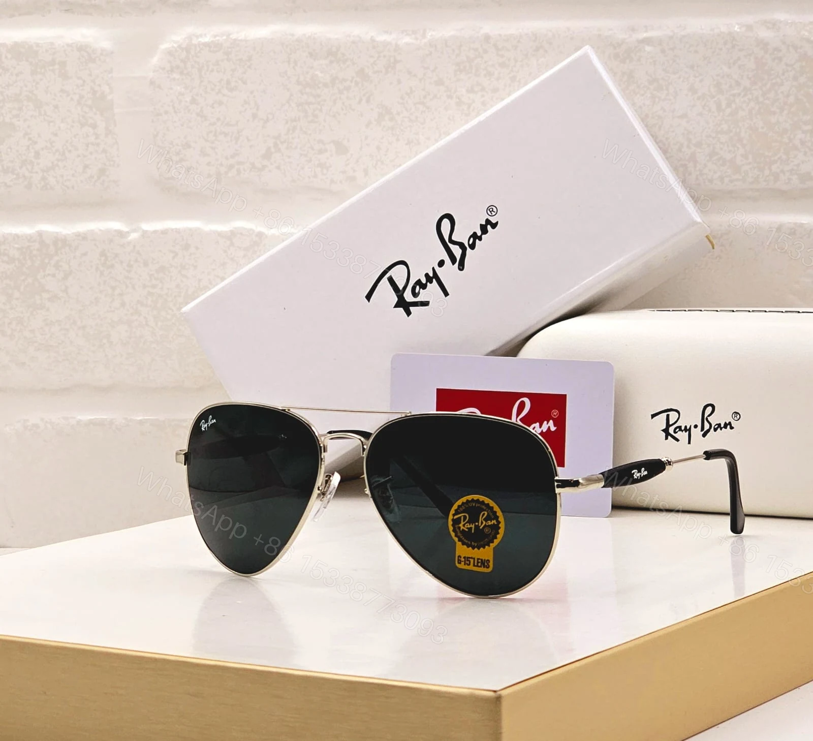View 4 of Ray-Ban Aviator Black-Green Metal Frame