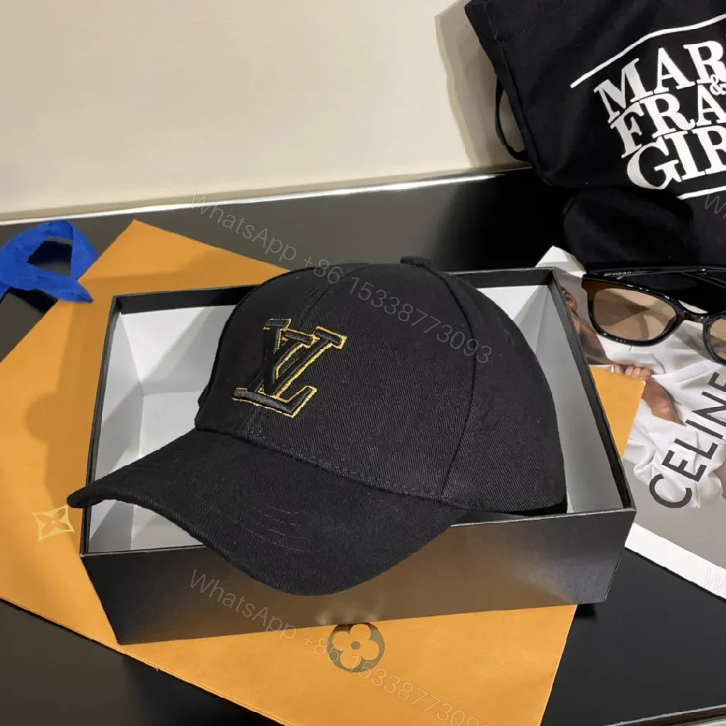 View 9 of Lux Black Cap with Gold Monogram Accent - Luxury-Casual Style
