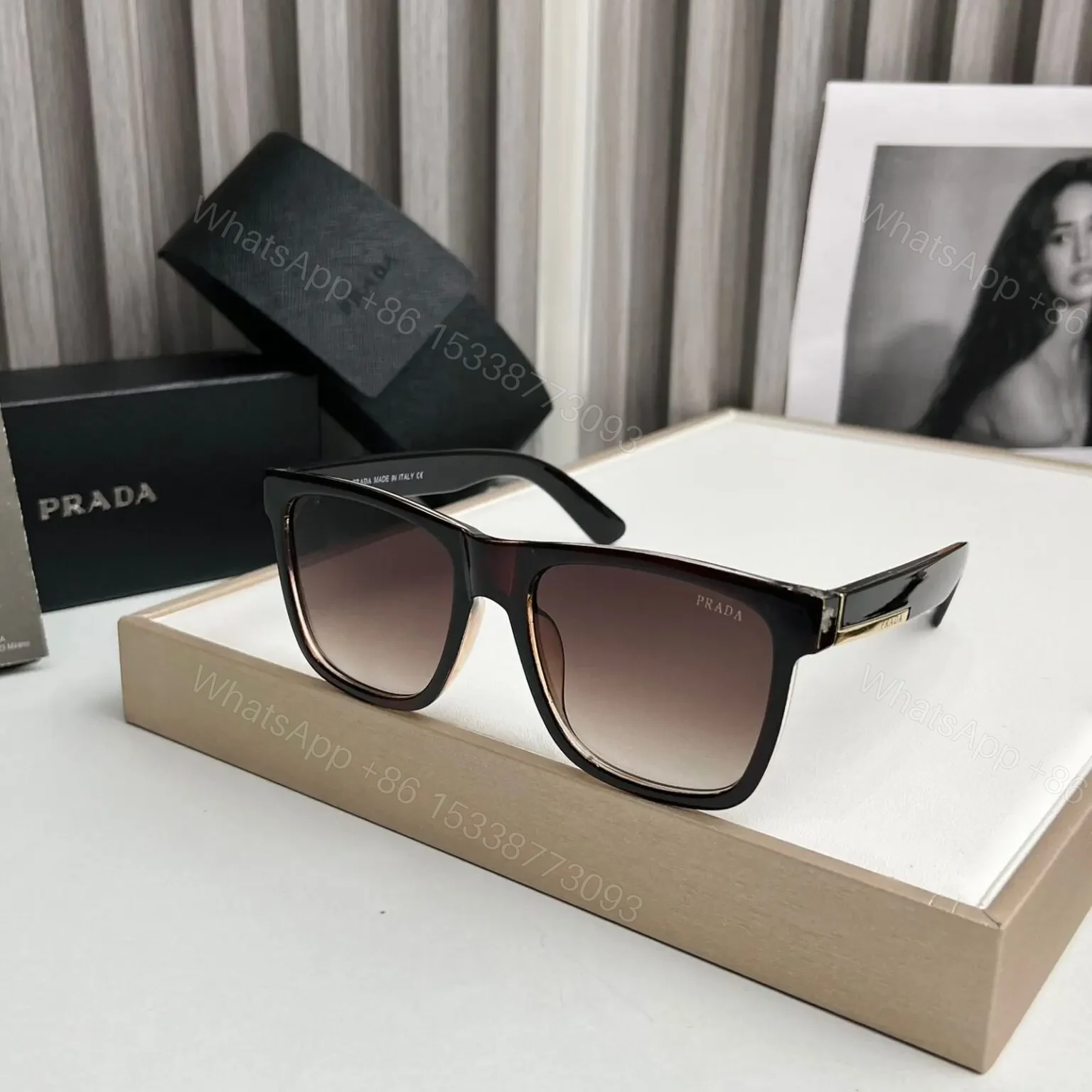 Prada Square Havana Brown Sunglasses — view 1
