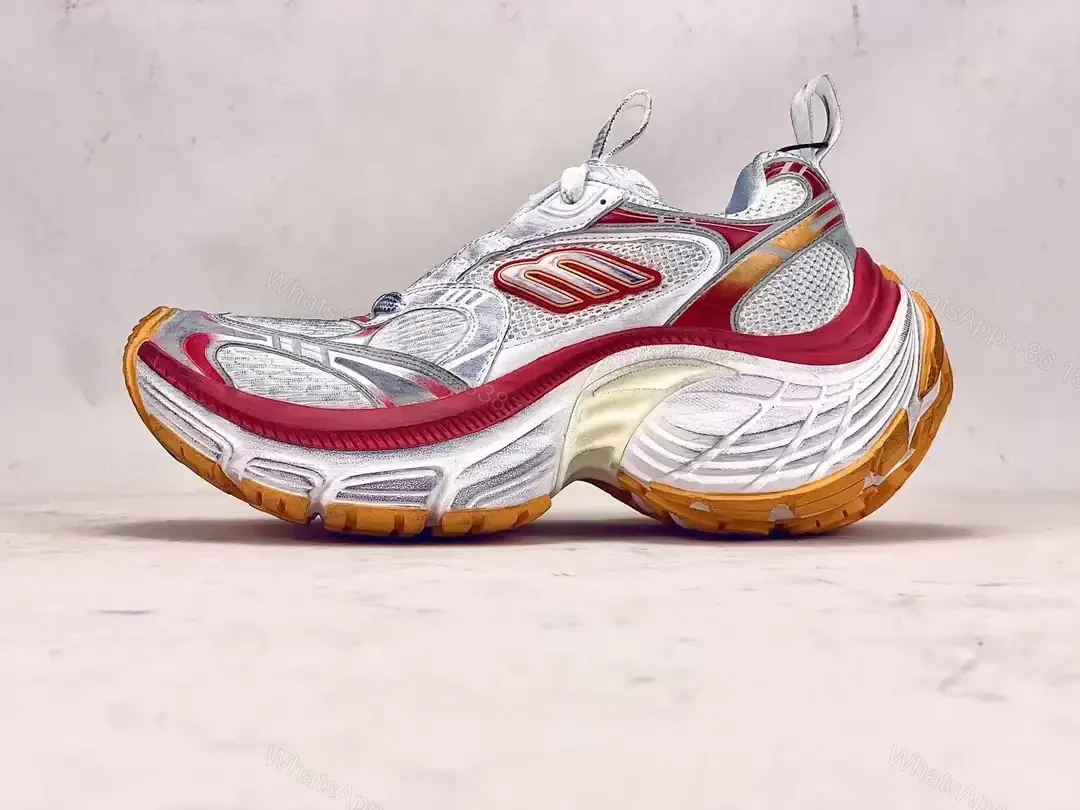View 9 of BALENCIAGA WOMEN’S 10XL SNEAKER IN WHITE/RED/ORANGE – BB276