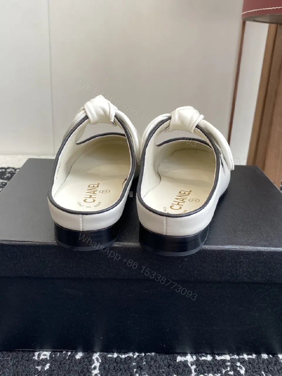 View 2 of Two-Tone Leather Slip-Ons with Knotted Detail - Luxury Everyday Shine