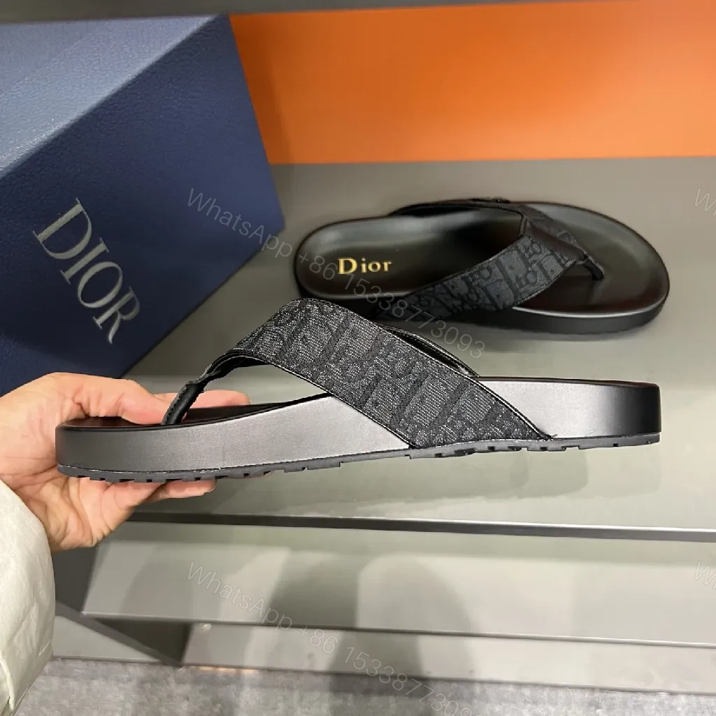 View 7 of Black Leather Sandals, Jacquard Straps, Minimalist, Cushioned Footbed, Sandals