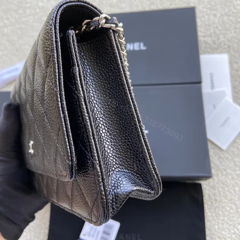 View 5 of Chanel-Inspired Quilted Flap Bag with Gold CC Clasp