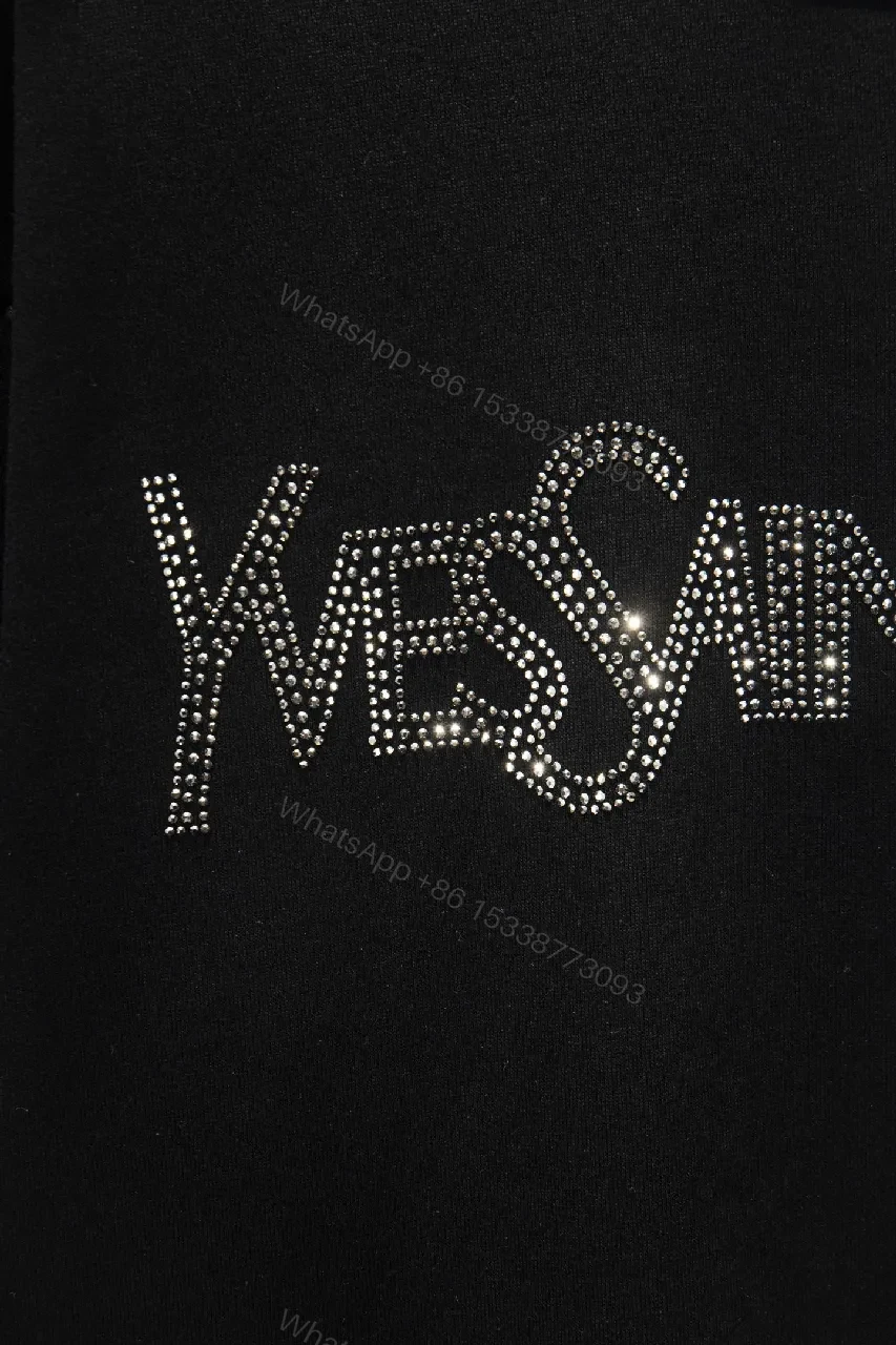 View 10 of Crystal-Embellished Logo Black Crewneck Sweatshirt - Luxe Everyday Style