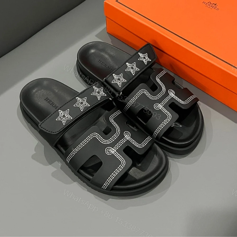 View 2 of Hermes Chypre Sandal Star Stitched Noir H232142Z 02340