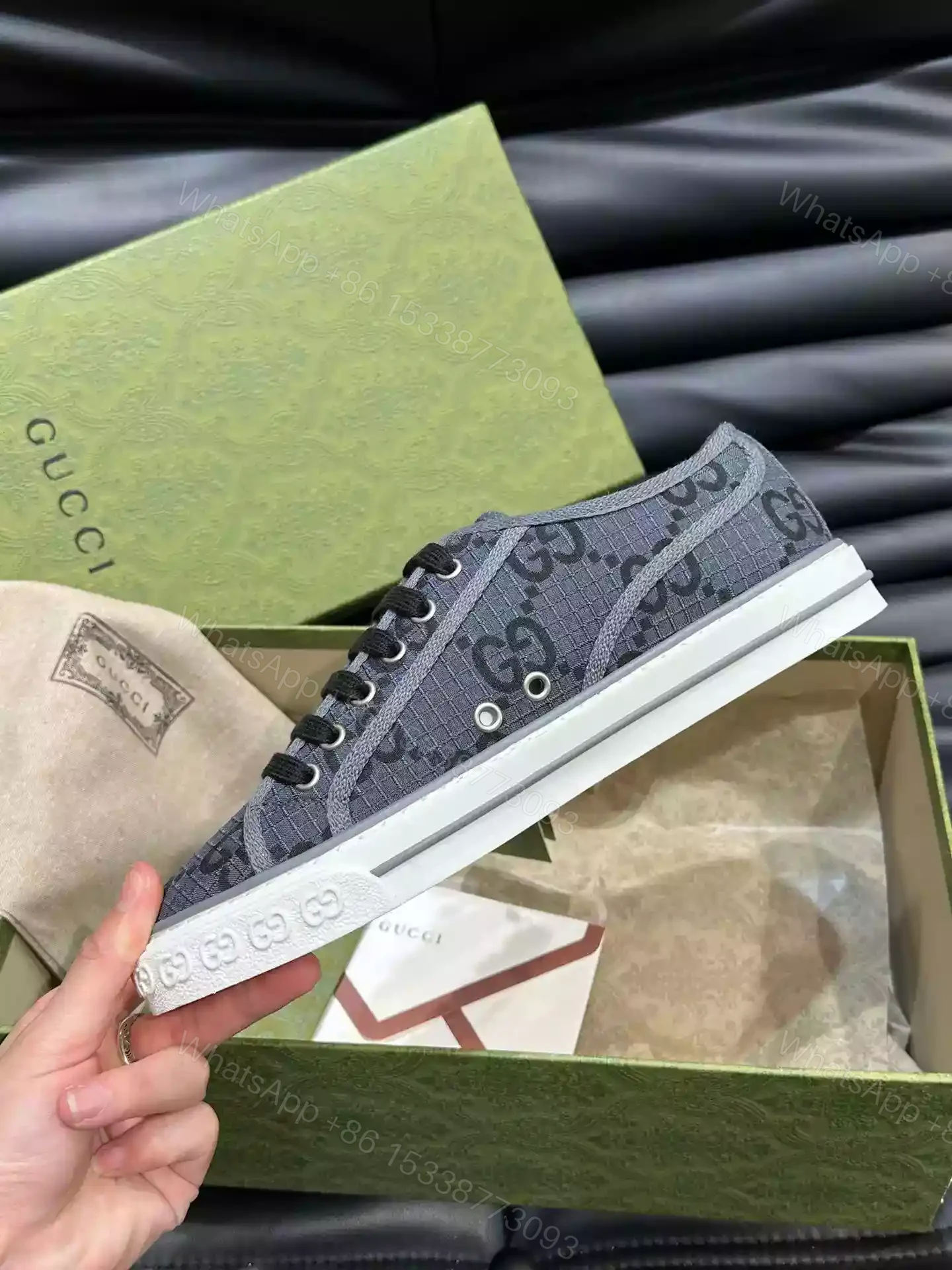View 8 of GUCCI TENNIS 1977 SHOES SNEAKERS IN DARK GREY/BLACK – GC280