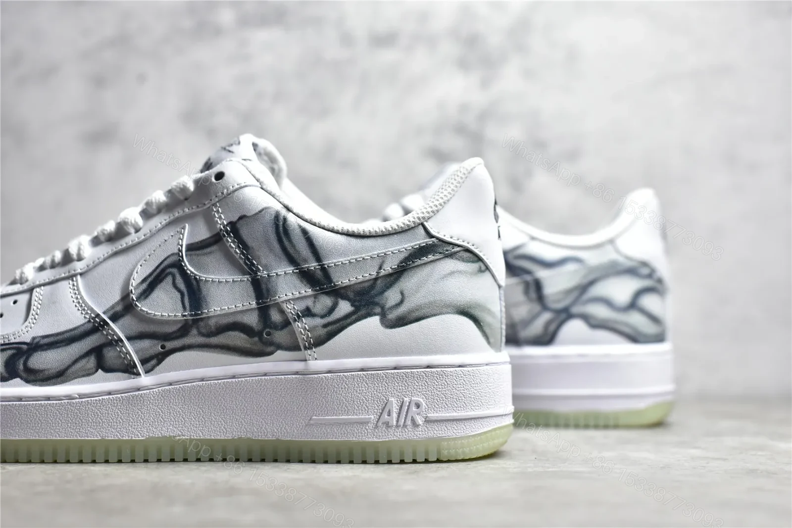 View 5 of UA Air Force 1 Low QS Skeleton White Grey Reps