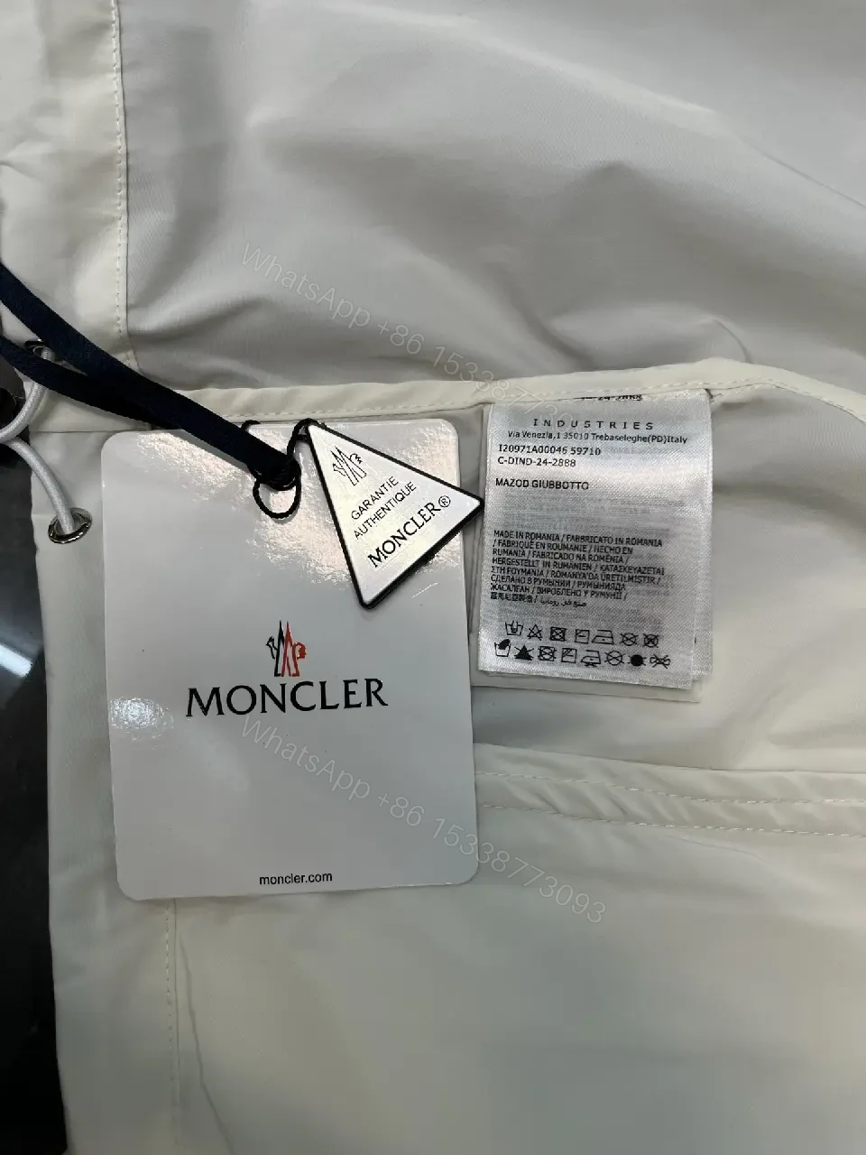 View 10 of Off-White Cream Lightweight Hooded Windbreaker with Zipper Front