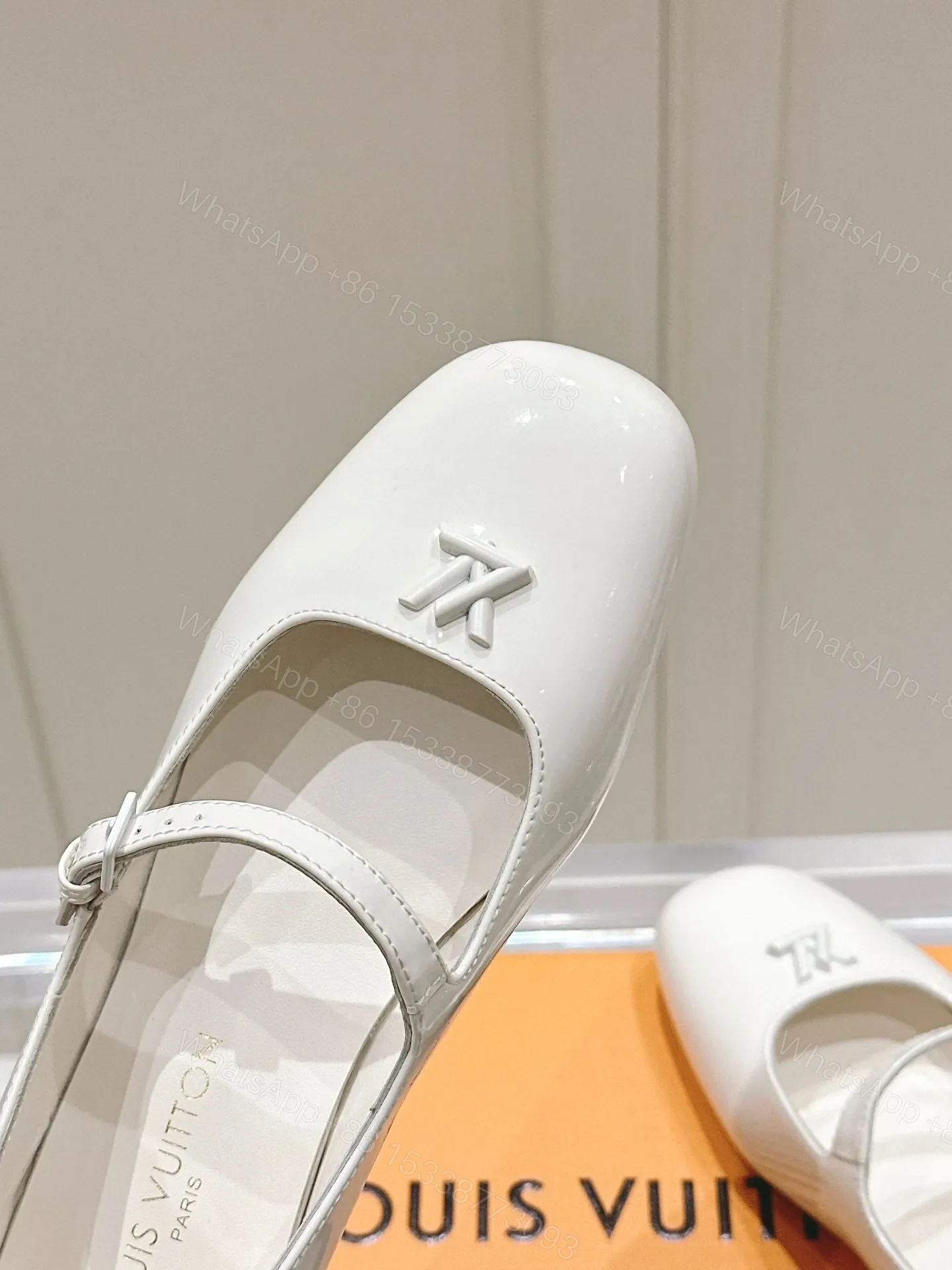 View 2 of LV Women White Patent Leather Mary Jane Heels