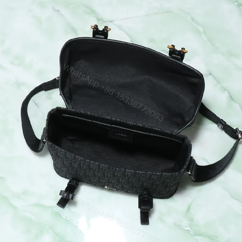 View 5 of Monochrome Jacquard Messenger: Structured, Subtle Luxury Bag
