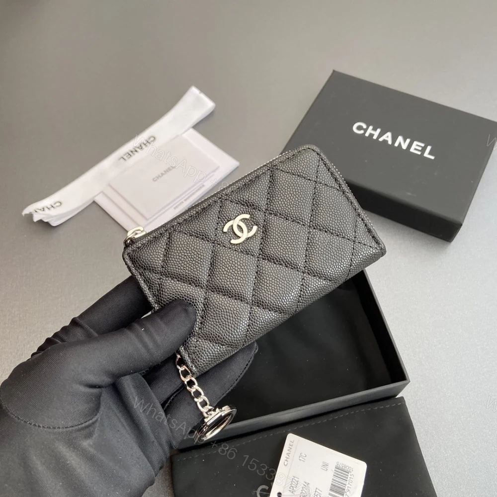 View 7 of 高仿Chanel*AP0223零錢包黑色魚子醬銀扣免檢版