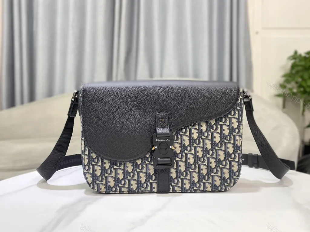 Compact Leather-Trim Messenger: Dior-Inspired Pattern, Everyday Luxury — view 1