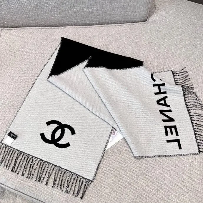 View 4 of Black-White Signature-Style Scarf Set: Luxe All-Season Comfort