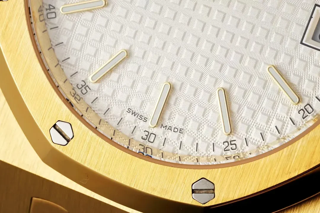 View 5 of Audemars Piguet Royal Oak 15202 Gold Watch with Petite Tapisserie Dial