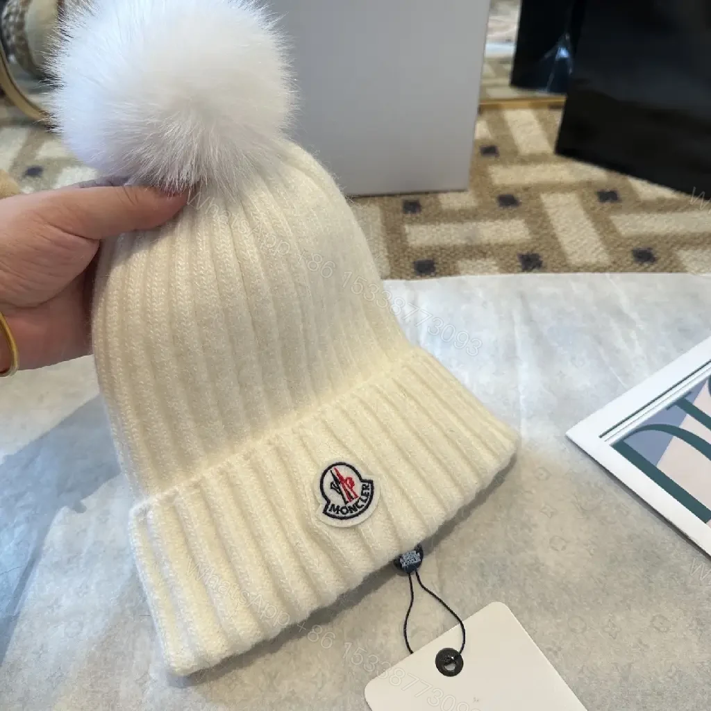 View 5 of Cozy Ivory Knit Beanie with Pom-Pom, Premium Luxe Style