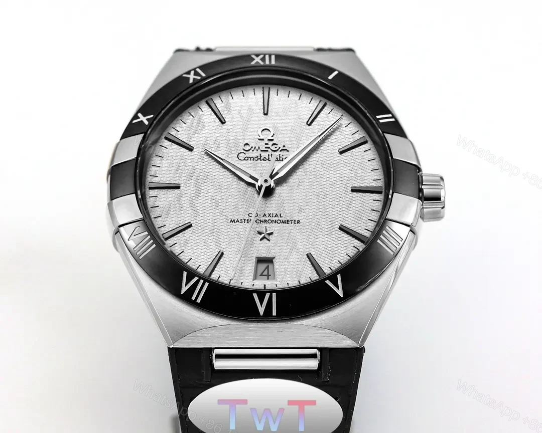 View 5 of Omega Constellation Meteorite Series 5th Generation 41MM Watch Black and Silver with Black Leather Strap