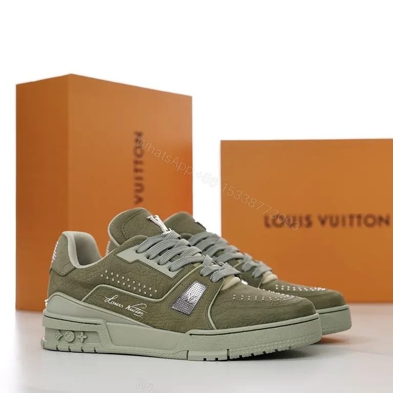 View 5 of Olive Allure: Luxe Everyday Trainer with LV Detail