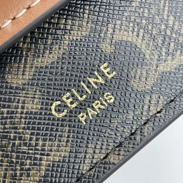 View 3 of Celine Monogram Wallet: Tan Leather, Compact, Gold Accents