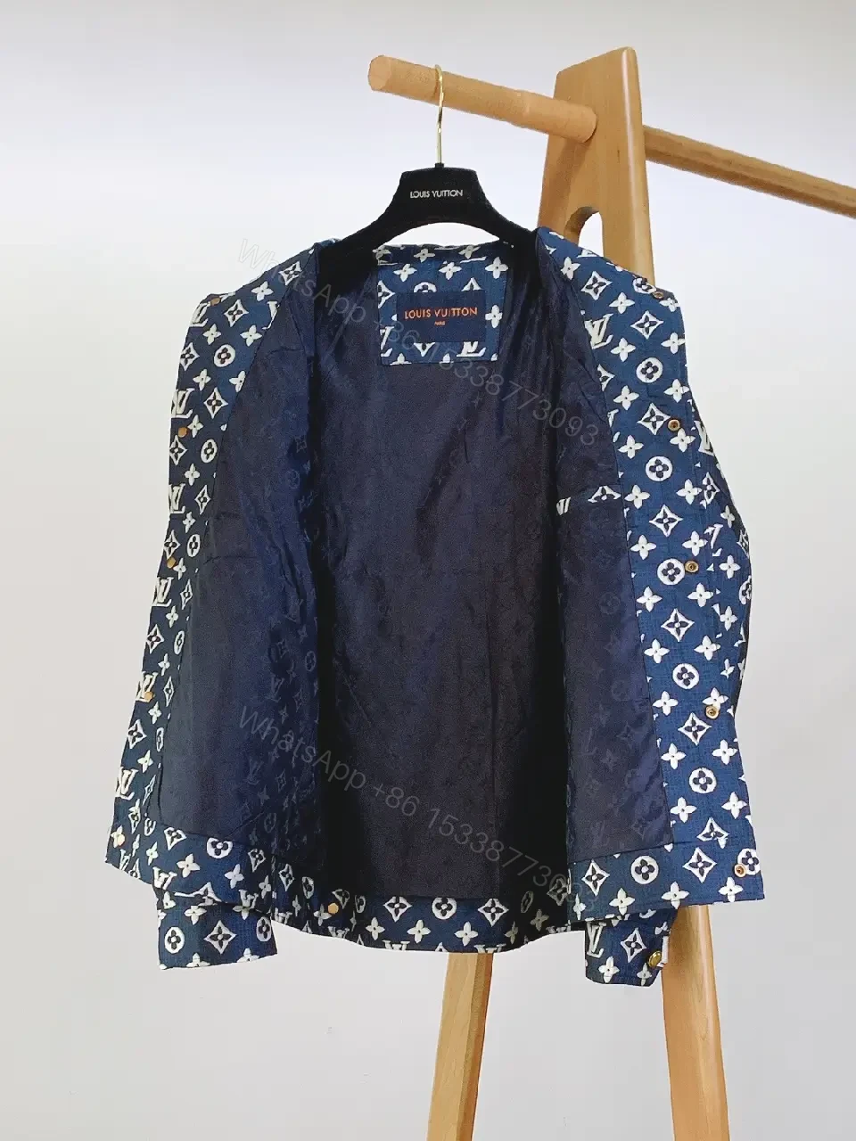 View 10 of Patterned Denim Jacket with Monogram Motif - Street-Chic Statement