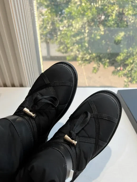 View 3 of Chanel-Style Quilted Ankle Boots: Luxury Warmth, Logo Straps
