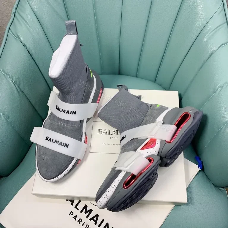 View 6 of Black Knit Balmain High-Top Sneakers: Luxe Comfort